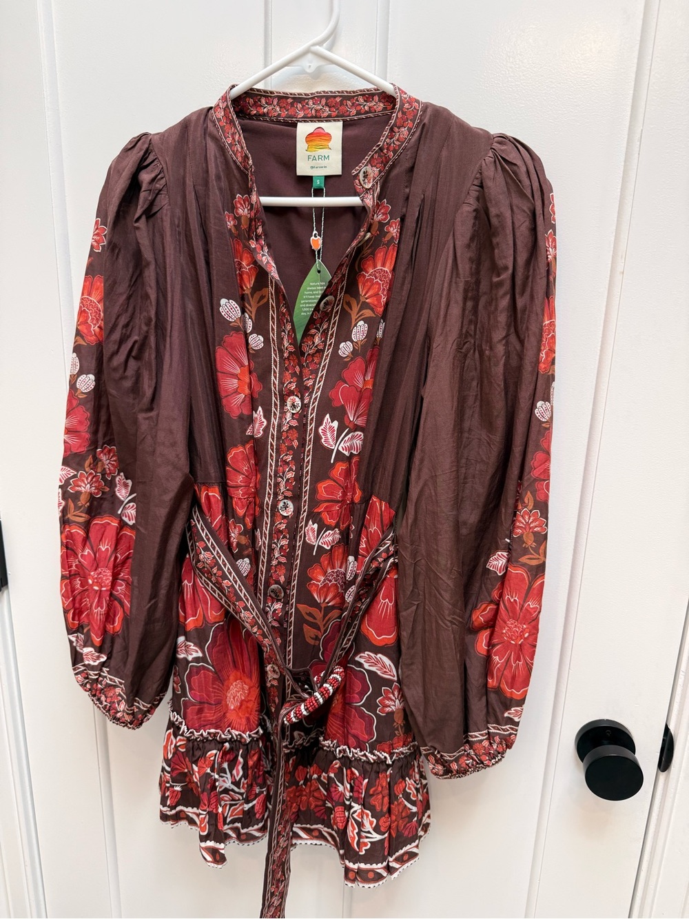 FARM Rio Gigi Tapestry Brown Mini Dress